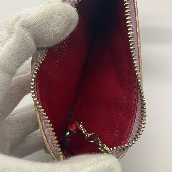 Valentino Pink Metallic Quilted Patent Rockstud Zip Pouch/Key cles - Picture 9 of 14
